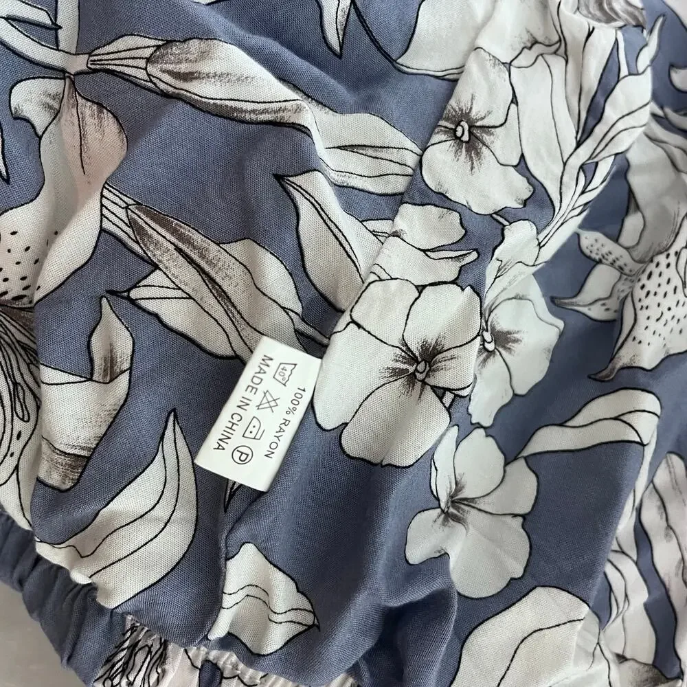 Anthropologie Jaase Floral Jacket Cropped Lightweight Ruched Tropical Medium